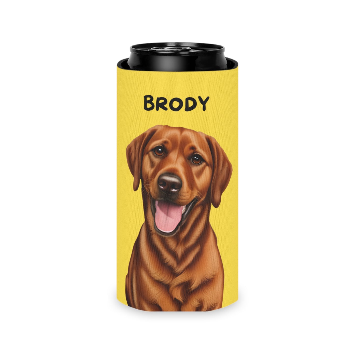Yellow Personalized Pet Can Koozie