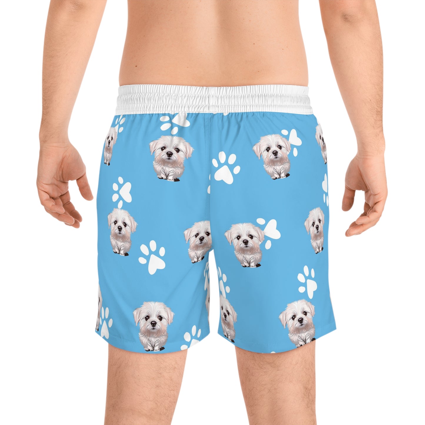 Playful Dog Print Swim Shorts for Men