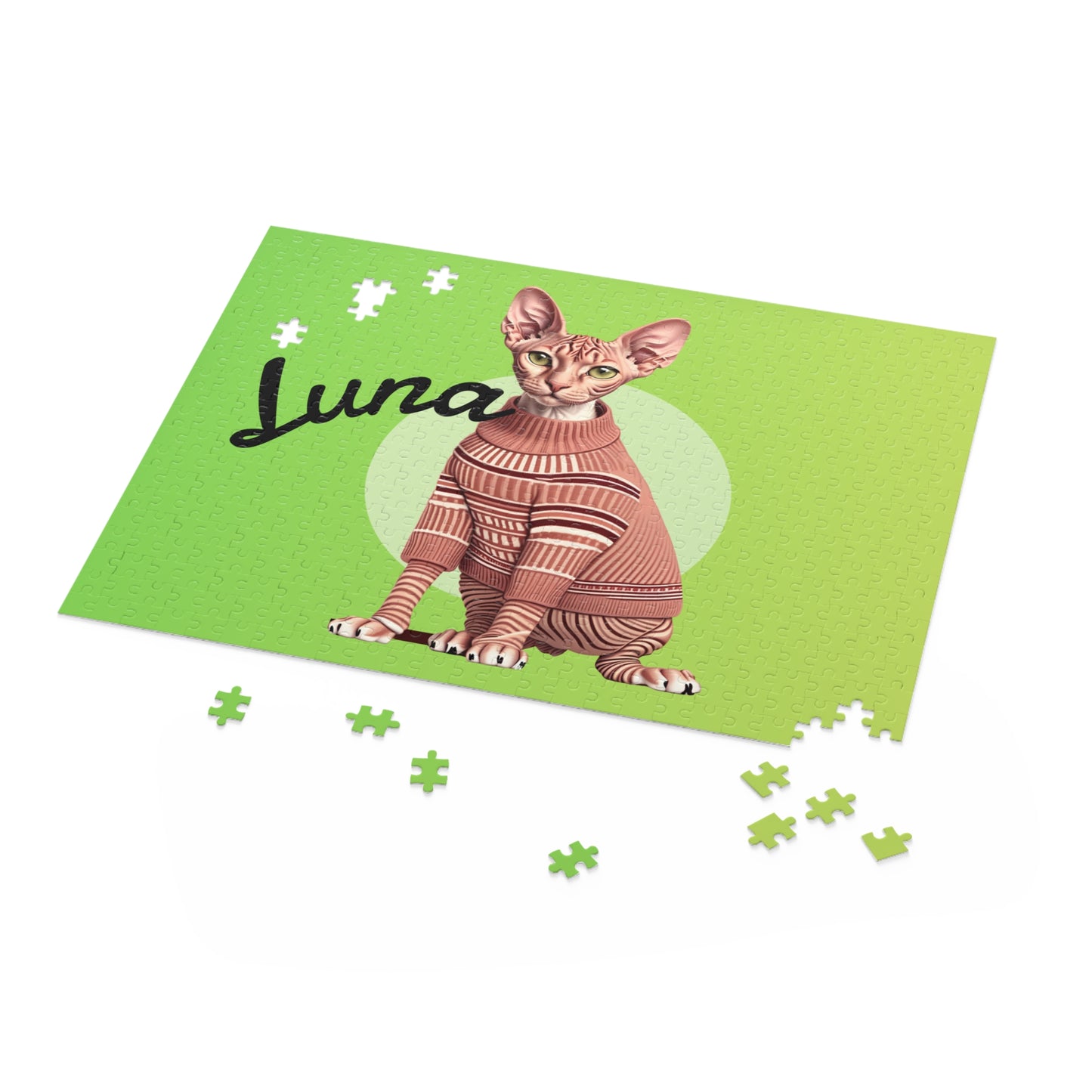 Custom Cat Puzzle Green