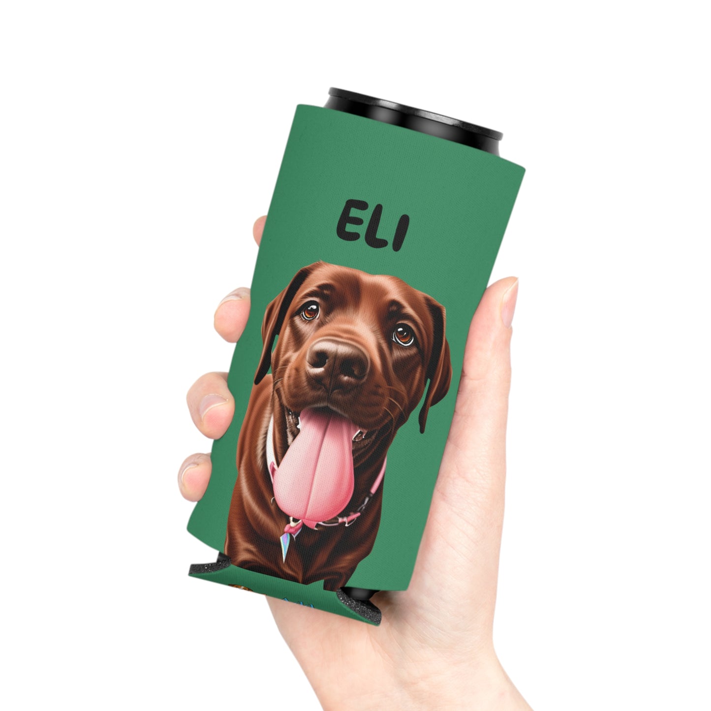 Forest Green Personalized Pet Can Koozie