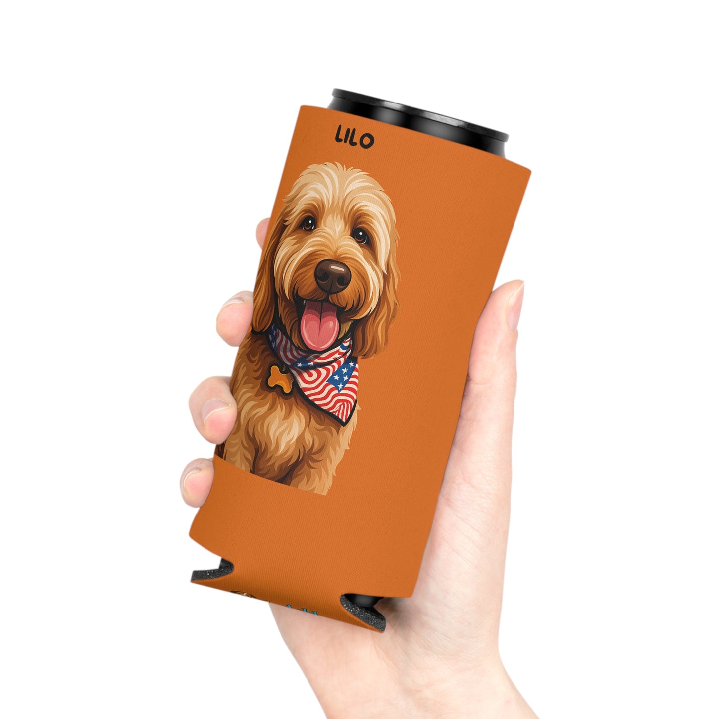 Orange Personalized Pet Can Koozie