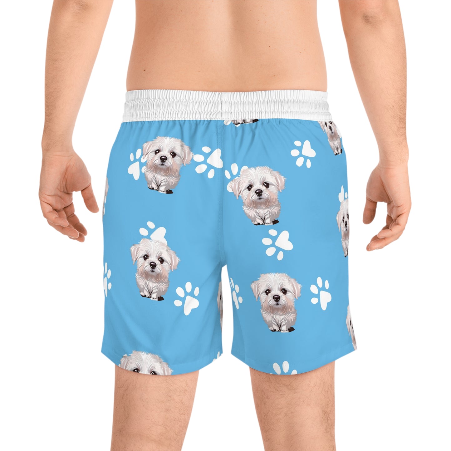 Dog Print Swim Shorts for Men Blue