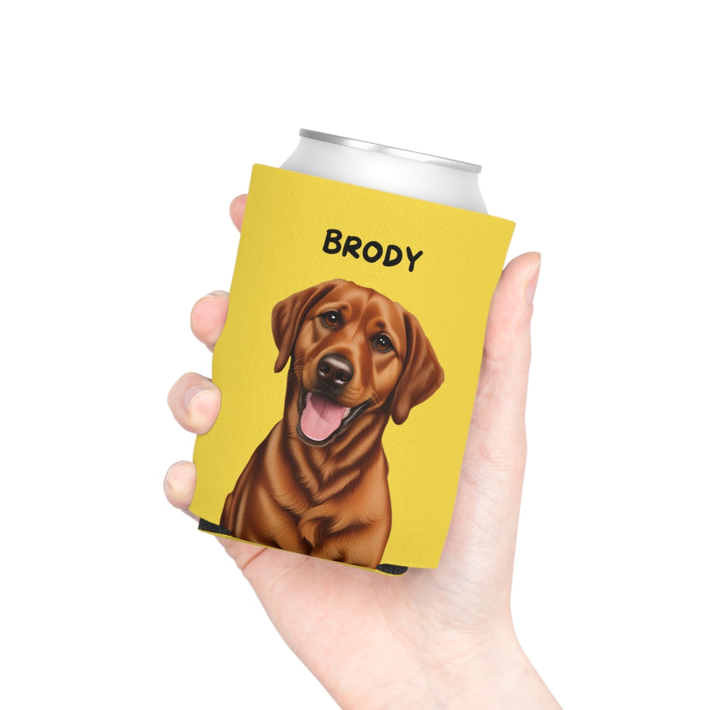 Yellow Personalized Pet Can Koozie