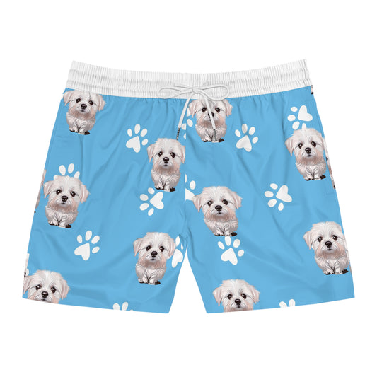 Dog Print Swim Shorts for Men Blue