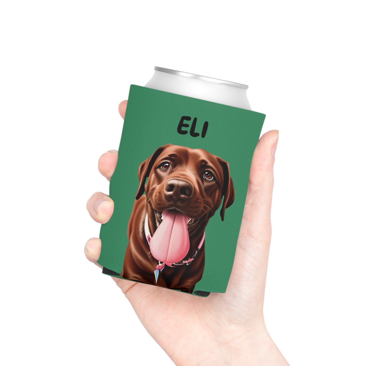 Forest Green Personalized Pet Can Koozie