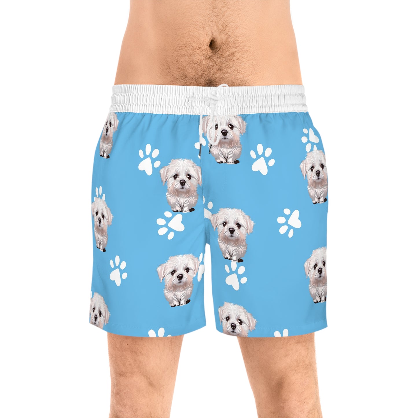 Dog Print Swim Shorts for Men Blue