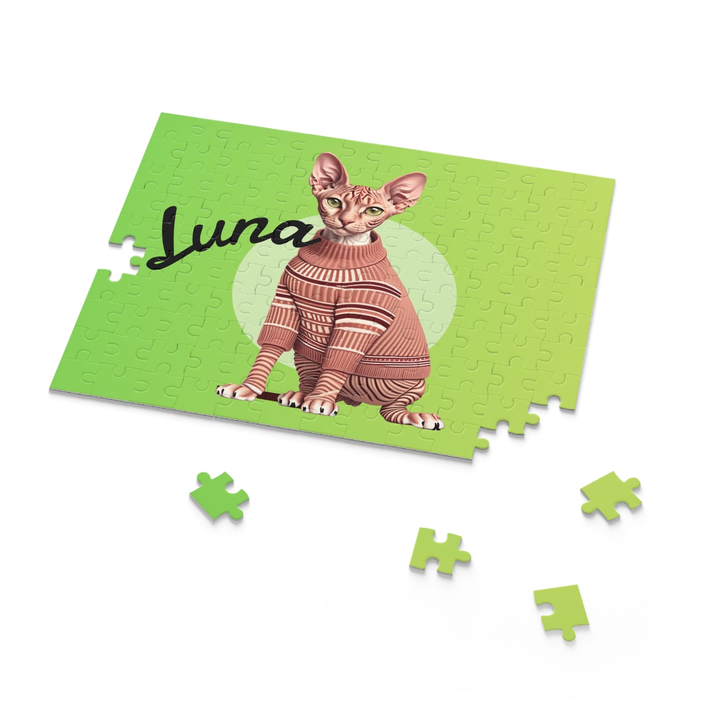 Custom Cat Puzzle Green