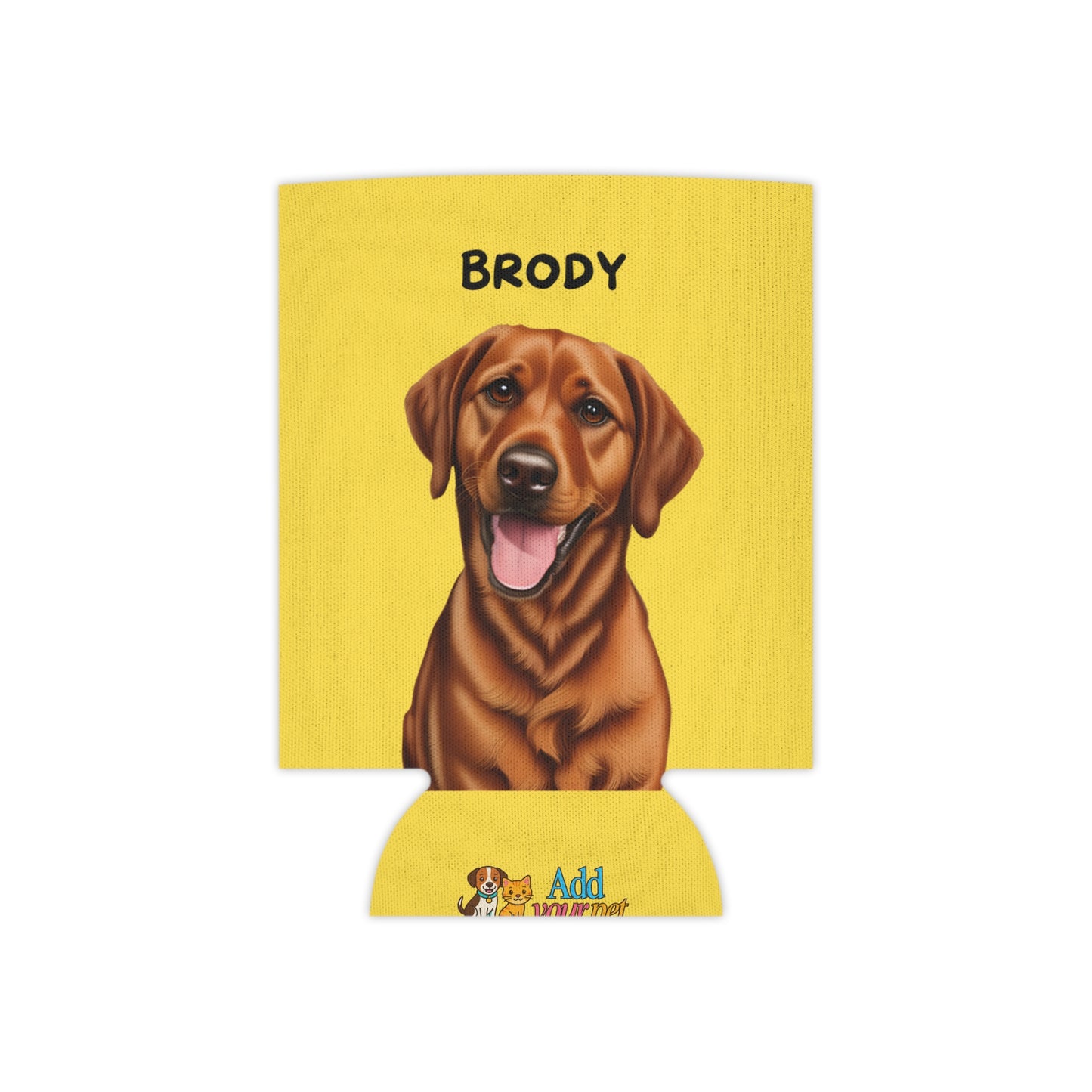 Yellow Personalized Pet Can Koozie
