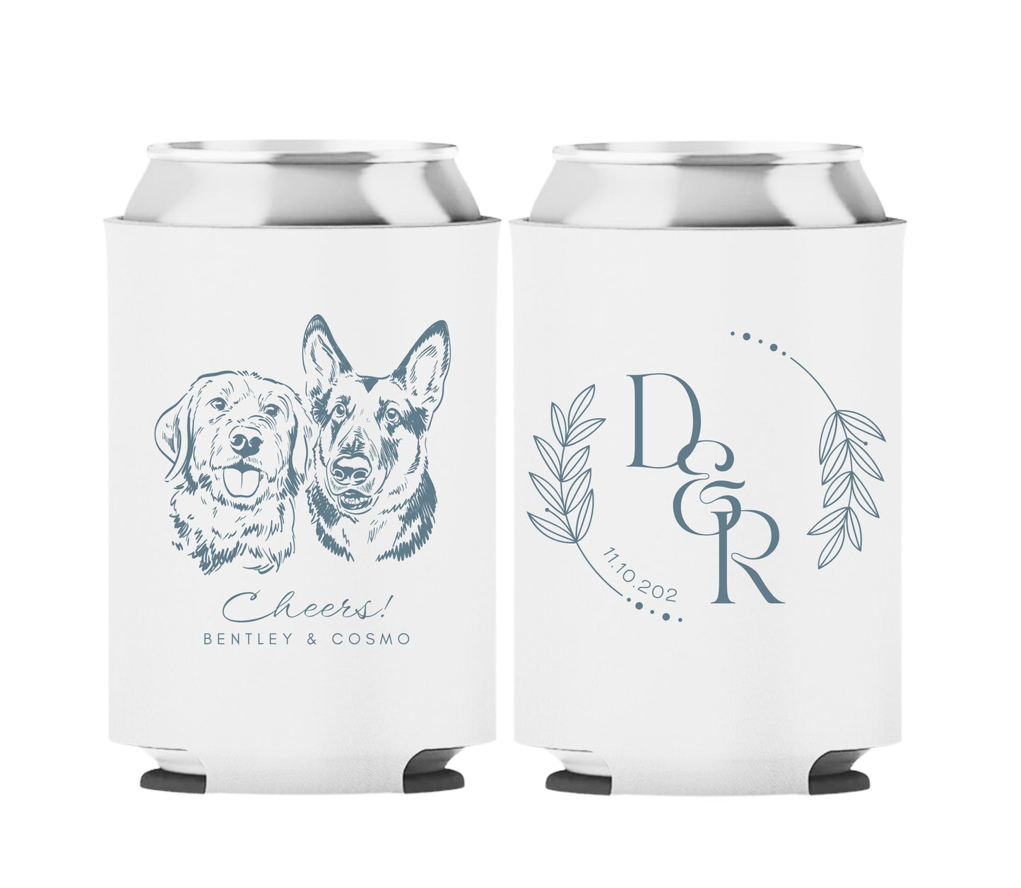 Personalized Wedding Koozies Bentley & Cosmo