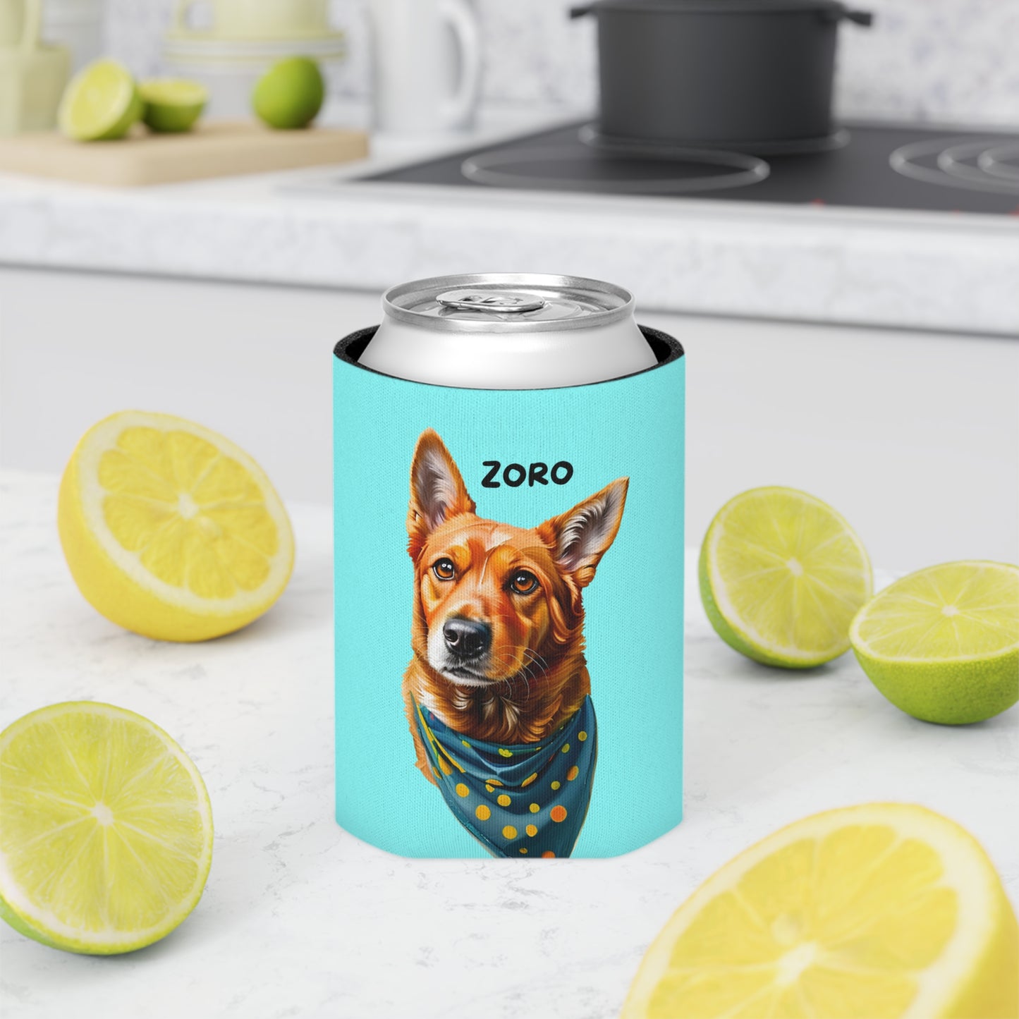 Light Aqua Personalized Pet Can Koozie