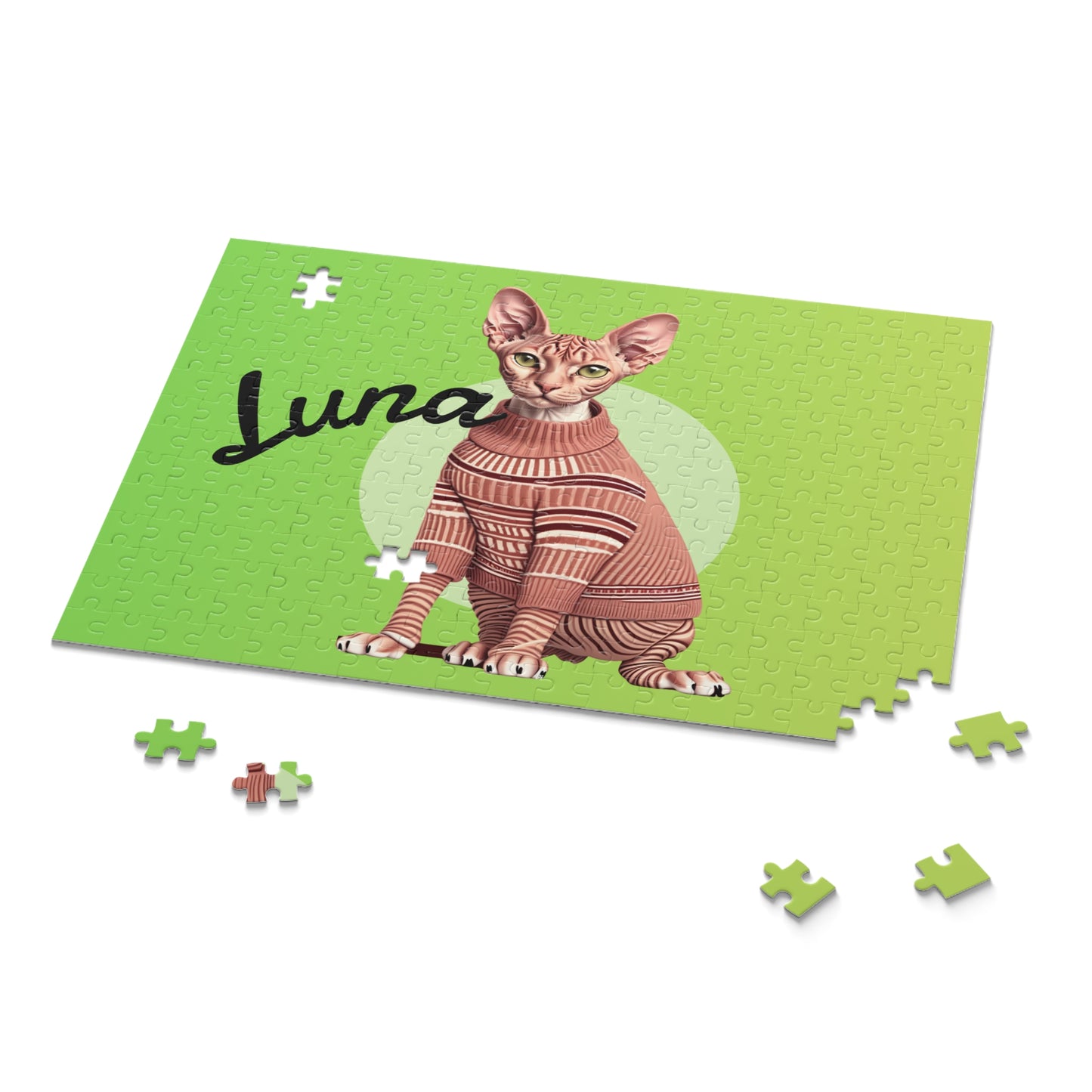 Custom Cat Puzzle Green