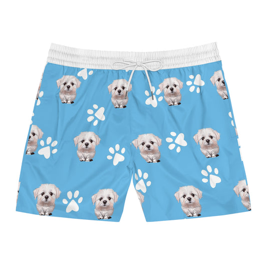 Playful Dog Print Swim Shorts for Men
