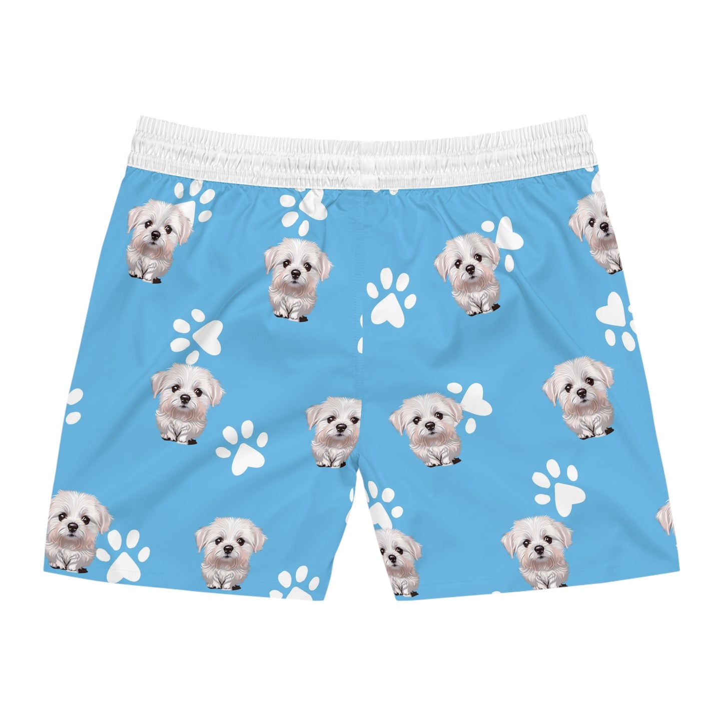 Playful Dog Print Swim Shorts for Men