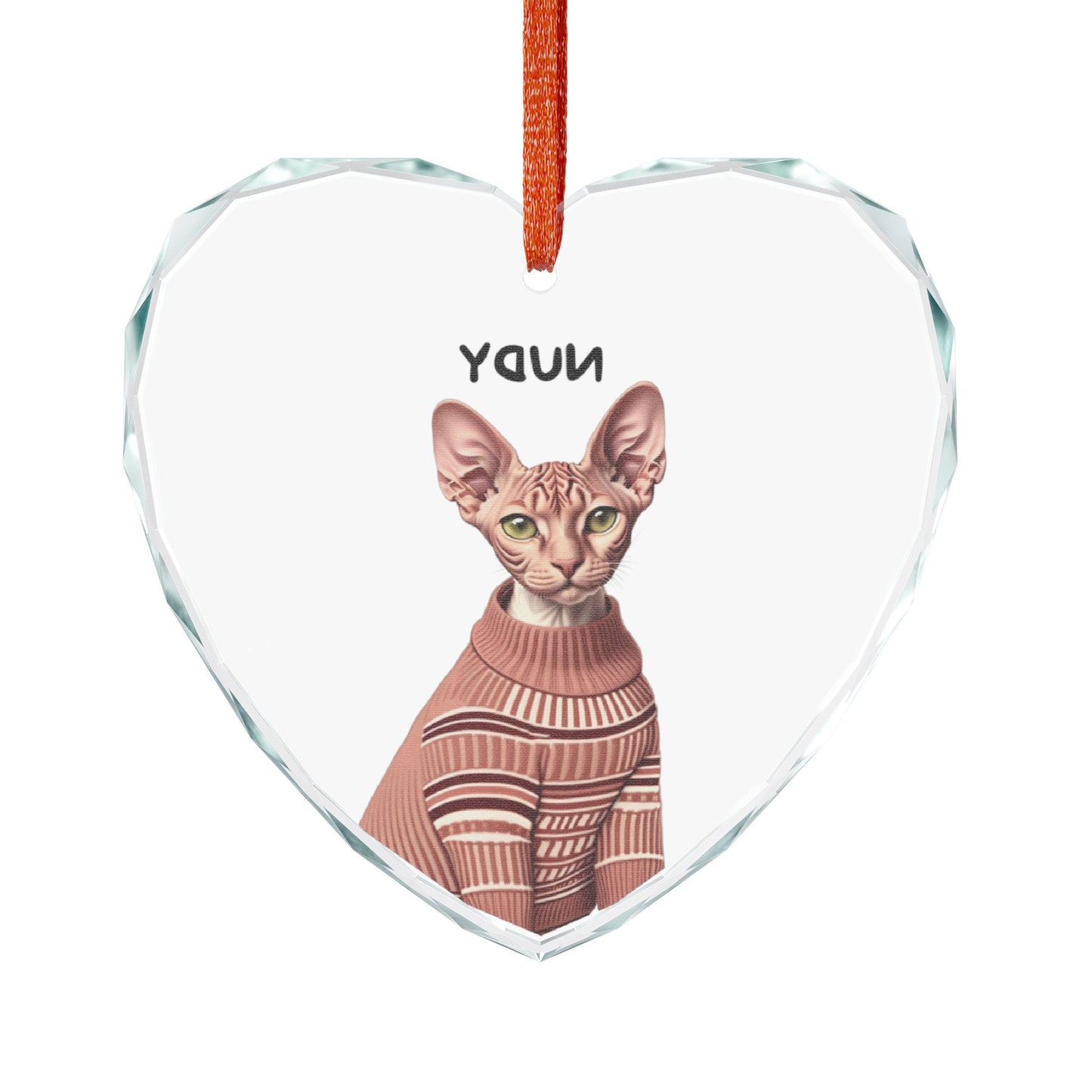 Nudy Heart-Shaped Crystal Cat Ornament